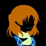  1girl bangs black_background blending brown_hair flat_color highres limited_palette maskin_mei medium_hair mizuhashi_parsee no_lineart pointy_ears portrait scarf silhouette simple_background smirk solo touhou white_scarf 