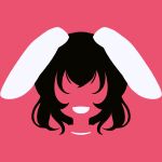  1girl animal_ears black_hair blending flat_color highres inaba_tewi limited_palette maskin_mei no_eyes no_lineart portrait rabbit_ears rabbit_girl red_background short_hair silhouette simple_background solo touhou wavy_hair 