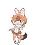 1girl animal_ear_fluff animal_ears boots brown_hair dhole_(kemono_friends) extra_ears gloves highres kemono_friends looking_at_viewer official_art scarf shirt short_hair simple_background skirt sleeveless sleeveless_shirt socks solo tail thigh-highs transparent_background wolf_ears wolf_girl wolf_tail yoshizaki_mine