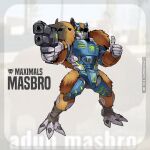  ashmish beast_wars character_name green_eyes gun holding holding_gun holding_weapon looking_at_viewer maximal mecha no_humans original robot smile solo standing thumbs_up transformers weapon web_address 