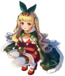  &gt;_&lt; 1girl azur_lane bangs bell bird blonde_hair box breasts cape chick christmas christmas_ornaments christmas_tree copyright_name dango_remi dress elbow_gloves fur-trimmed_cape fur-trimmed_gloves fur_trim gift gift_box gloves green_cape hair_bell hair_ornament hairclip high_heels jenkins_(azur_lane) jenkins_(light_of_the_holiest_star)_(azur_lane) jingle_bell lamp long_hair looking_at_viewer manjuu_(azur_lane) official_alternate_costume official_art open_mouth outdoors red_dress red_eyes red_footwear red_gloves sack santa_costume scarf small_breasts snow solo squatting strapless strapless_dress thigh-highs twintails white_thighhighs 