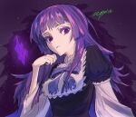  dress frederica_bernkastel hand_up highres looking_down purple_hair ribbon smug umineko_no_naku_koro_ni violet_eyes 