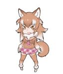 1girl animal_ear_fluff animal_ears brown_eyes brown_hair extra_ears highres japanese_wolf_(kemono_friends) kemono_friends long_hair looking_at_viewer official_art open_mouth sailor_collar scarf school_uniform shoes skirt socks solo tail thigh-highs transparent_background wolf_ears wolf_girl wolf_tail yoshizaki_mine
