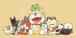  :&lt; ^_^ animal_focus animal_on_head bell bishoujo_senshi_sailor_moon black_cat blue_fire blush bottle bow bowtie calico cat cat_day cat_on_head character_request chi&#039;s_sweet_home chi_(character) closed_eyes closed_mouth copyright_request crossover doraemon doraemon_(character) drunk fire flame-tipped_tail food hand_up happy haramaki holding holding_bottle holding_food holding_own_tail jibanyan jiji_(majo_no_takkyuubin) jingle_bell judd_(splatoon) leaning_to_the_side luna_(sailor_moon) lying majo_no_takkyuubin masser0209 meowth multiple_crossover multiple_tails natsume_yuujinchou neck_bell no_humans nose_bubble notched_ear nuzzle nyanko on_head on_side open_mouth pokemon pokemon_(game) red_bow red_bowtie sake_bottle sazae-san side-by-side simple_background sitting sleeping sleeping_upright splatoon_(series) splatoon_1 sprigatito tail tama_(sazae-san) trait_connection two_tails yellow_background youkai_watch zzz 