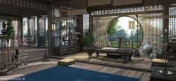  architecture bird birdcage cage candle candlestand chair desk east_asian_architecture flower indoors lantern no_humans original plant potted_plant rug sanxian_(wufs4222) scenery scroll vase window 