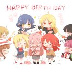  &gt;_&lt; 6+girls :d ? ^_^ alcohol_carton bangs black_choker black_vest blonde_hair blue_hair blunt_bangs blush bocchi_the_rock! bow bowtie braid braided_ponytail brown_hair brown_shirt character_request chibi choker closed_eyes commentary_request confetti crying cube_hair_ornament dark_blue_hair drinking_straw drunk fang flower_(symbol) flying_sweatdrops gotou_hitori gotou_hitori_(octopus) gotou_hitori_(tsuchinoko) grey_skirt hair_ornament hairclip hands_up happy_birthday hat hiroi_kikuri holding_carton ijichi_nijika ijichi_seika jacket jitome kita_ikuyo long_hair long_sleeves mole mole_under_eye multiple_girls nose_blush one_side_up open_mouth orange_eyes pa-san parted_bangs party_hat party_popper pink_hair pink_jacket pleated_skirt profile rebecca_(keinelove) red_bow red_bowtie redhead sailor_collar sash school_uniform shirt short_hair shoulder_sash side_ponytail sidelocks simple_background skirt smile socks sparkle standing streaming_tears tears track_jacket tsuchinoko vest white_background white_headwear white_sailor_collar white_shirt white_socks yamada_ryou yellow_eyes 