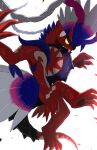  blurry colored_sclera commentary_request depth_of_field highres koraidon levia1539 looking_down no_humans orange_eyes pokemon pokemon_(creature) simple_background tongue tongue_out white_background yellow_sclera 