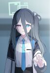  &lt;key&gt;_(blue_archive) 1girl absurdres aris_(blue_archive) bigmt_kid black_hair blue_archive blue_eyes blue_necktie collared_shirt commentary_request crying crying_with_eyes_open dual_persona hair_between_eyes hairband halo hand_up heterochromia highres jacket long_hair looking_at_viewer necktie open_clothes open_jacket pink_eyes shirt side_ponytail solo tears very_long_hair wavy_mouth white_shirt 