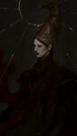  artist_name black_hair blue_robe commentary elden_ring eldrtchmoon english_commentary gem gold gold_headwear hat highres looking_at_another pointy_hat portrait red_gemstone red_trim rennala_queen_of_the_full_moon robe solo wizard_hat 