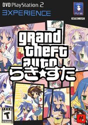  cover_art grand_theft_auto hiiragi_kagami hiiragi_tsukasa izumi_konata lucky_star parody playstation_2 suzumiya_haruhi 