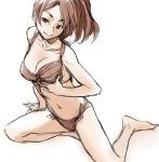  barefoot bikini face minato_fumi navel sketch smile solo swimsuit 