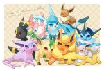  :3 :d :o ^_^ alopias alternate_color artist_name blue_eyes blush border brown_background brown_eyes closed_eyes closed_mouth dated eevee espeon evolutionary_line flareon glaceon green_eyes grin jitome jolteon leafeon looking_at_viewer no_humans one_eye_closed open_mouth outside_border plaid plaid_background pokemon pokemon_(creature) red_eyes shiny_pokemon simple_background sitting smile smirk sylveon teeth tongue tongue_out twitter_username umbreon v-shaped_eyebrows vaporeon violet_eyes white_border 