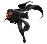  1boy absurdres badge beret black_footwear black_gloves black_jacket boots counter:side dark-skinned_male dark_skin dominic_king_reginald fighting_stance full_body gloves hat highres jacket male_focus official_art ribbon_bar solo transparent_background 