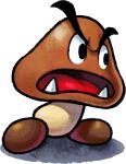  boots brown_footwear fangs goomba highres mario_&amp;_luigi_rpg no_humans official_art open_mouth shadow simple_background super_mario_bros. teeth transparent_background 
