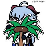 1girl animated_gif coconut_tree ganyu_(genshin_impact) genshin_impact hiding seseren