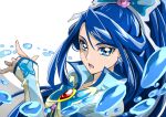  1girl absurdres blue_eyes blue_hair butterfly_brooch butterfly_earrings cure_aqua earrings high_ponytail highres jewelry long_hair magical_girl minazuki_karen open_mouth precure solo tsukikage_oyama yes!_precure_5 yes!_precure_5_gogo! 