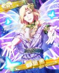  1boy blonde_hair braid bug butterfly card_(medium) character_name fairy fairy_wings hair_ornament idolmaster idolmaster_side-m leaf_hair_ornament long_hair looking_at_viewer male_focus official_art open_mouth palms signature sleeveless solo teeth tsuzuki_kei upper_teeth_only violet_eyes wings 