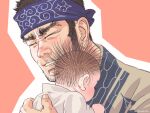  1boy ainu_clothes baby beard black_hair buzz_cut character_request close-up facial_hair father_and_daughter fatherly golden_kamuy male_focus mature_male nopinzo official_alternate_costume scar scar_on_cheek scar_on_face short_hair sideburns solo_focus spiky_hair tanigaki_genjirou thick_eyebrows upper_body very_short_hair 