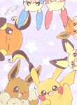  :3 black_eyes closed_eyes closed_mouth dated eevee fluffy looking_at_another looking_at_viewer minun open_mouth pawmi pichu pika_fuku25 pikachu plusle pokemon raichu smile twitter_username 
