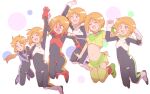  6+girls absurdres black_eyes blush bright_pupils covered_navel elpeo_puru full_body gundam gundam_zz highres kirara_jump marida_cruz multiple_girls navel onimaru_(onimal7802) open_mouth orange_hair pilot_suit puru_two short_hair sidelocks thigh-highs white_pupils 