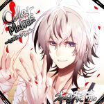  1boy character_name collar_x_malice collared_shirt copyright_name falling_petals grey_hair highres male_focus okazaki_kei petals shirt short_hair smile solo spcat3 suspenders teeth violet_eyes white_background white_hair white_shirt 