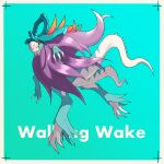  border character_name claws closed_mouth commentary_request full_body green_background highres how_long looking_down no_humans pokemon pokemon_(creature) solo walking_wake white_border 