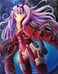  absurdres admjgdme angry black_gloves blue_hair bodysuit coat fate/grand_order fate_(series) fur-trimmed_coat fur_trim gloves highres ishtar_(fate) long_hair pink_hair red_bodysuit red_coat space space_ishtar_(fate) space_ishtar_(third_ascension)_(fate) spikes yellow_eyes 