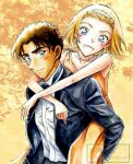 1boy 1girl brown_hair couple detective_conan female kyougoku_makoto male suzuki_sonoko