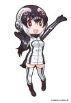  1girl absurdres african_penguin_(kemono_friends) black_hair boots brown_eyes gloves grey_hair headphones highres hood hoodie kemono_friends kneehighs long_hair looking_at_viewer multicolored_hair official_art open_mouth penguin_girl penguin_tail pink_hair simple_background socks solo straight_hair tail yoshizaki_mine zipper 