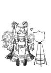  absurdres animal_ear_fluff animal_ears arknights bead_necklace beads bell blanchat braid grey_eyes grey_thighhighs greyscale highres holding holding_bell jewelry leopard_ears leopard_girl leopard_tail monochrome necklace pramanix_(arknights) side_braids tagme tail thigh-highs 