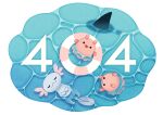  404 :3 :d alpha_transparency artist_request axolotl bad_source blue_background chibi closed_eyes from_above http_status_code innertube looking_at_viewer looking_up no_humans octopus official_art pixiv shark_fin smile solid_circle_eyes water 