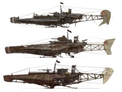  absurdres aircraft airplane cannon fantasy from_side highres no_humans original rudder turret vehicle_focus whaleoil white_background 