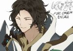  1boy armor ayyataka black_gloves black_hair character_name closed_eyes fire_emblem fire_emblem_engage gem gloves jewelry knight light_smile looking_at_viewer louis_(fire_emblem) plate_armor ring white_armor white_background 