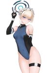  1girl blonde_hair blue_archive blue_eyes bodysuit gloves hair_ornament highres looking_at_viewer non-web_source rouid short_hair toki_(blue_archive) 