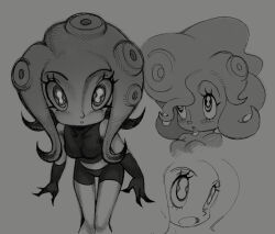  1girl gloves grey_background looking_at_viewer octoling octoling_girl open_mouth roachgore sketch splatoon splatoon_(series) splatoon_2 tentacle_hair 