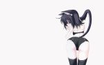  animal_ears ass back bent_over black_hair black_x_pink blush bra cat_ears catgirl from_behind looking_back nanao_naru nekomimi over_shoulder red_eyes short_hair short_shorts shorts shoulder_blades tail thigh-highs thighhighs wallpaper 