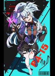  blue_hair blue_necktie blush choker cross-laced_clothes cross-laced_skirt florence_(girls'_frontline_2) girls'_frontline_2:_exilium girls_frontline hat heart heart-shaped_pupils heart_choker highres holding holding_syringe long_hair looking_at_viewer mab_pa-15 necktie nurse_cap open_mouth pa-15_(girls'_frontline) r9k1 see-through_clothes see-through_shirt shirt simple_background skirt symbol-shaped_pupils syringe thigh_strap 