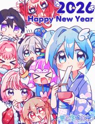  >_< 1boy 2026 6+girls :3 :d :t black_hair blue_hair blue_kimono blue_sash blunt_bangs blush_stickers bowl character_name character_request chopsticks closed_eyes closed_mouth commentary_request crossover dot_mouth dot_nose double-parted_bangs double_bun dragon_quest drill_hair eating fang food grey_hair hair_between_eyes hair_bun hair_intakes hair_ornament happy_new_year highres holding holding_bowl holding_chopsticks japanese_clothes kasane_teto kimono long_hair long_sleeves mochi mochi_trail multiple_girls natori_sana new_year obi open_mouth original parted_bangs pink_hair puniru_(puniru_wa_kawaii_slime) puniru_wa_kawaii_slime rabbit_hair_ornament red_hair sana_channel sash short_hair simple_background slime_(dragon_quest) smile twin_drills upper_body utau violet_eyes virtual_youtuber white_background wide_sleeves xd yuusuke-kun 