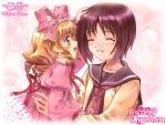  bow drill_hair hair_bow hina_ichigo kashiwaba_tomoe mutsuki_(moonknives) petite ribbon rozen_maiden school_uniform size_difference smile 