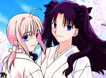  fate/stay_night japanese_clothes miko saber tohsaka_rin 