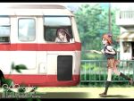  bus gagraphic kantoku kneehighs motor_vehicle multiple_girls school_uniform socks vehicle wallpaper 