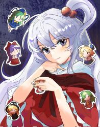  6+girls alice_margatroid alice_margatroid_(pc-98) black_hat blonde_hair blue_hat capelet commentary corrupted_twitter_file dress green_hair grey_eyes grey_hair hair_bobbles hair_ornament hakurei_reimu hakurei_reimu_(pc-98) hashtag-only_commentary hat highres kazami_yuuka kazami_yuuka_(pc-98) kirisame_marisa kouyicha long_hair long_sleeves looking_at_viewer mima_(touhou) mini_person minigirl multiple_girls one_side_up open_mouth plaid_clothes purple_hair red_capelet red_dress shinki_(touhou) smile solo_focus touhou touhou_(pc-98) yumeko_(touhou) 