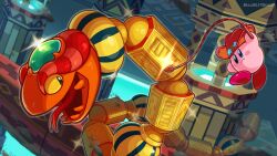  :t armor blush blush_stickers closed_mouth coily_rattler colored_teeth commentary_request copy_ability cowboy_hat debris forked_tongue glint gold_armor hat highres holding holding_whip kashiwa_(ksw04270mochi) kirby kirby:_triple_deluxe kirby_(series) midair no_humans open_mouth orange_teeth red_hat sharp_teeth snake star_(symbol) teeth tongue tongue_out twitter_username whip_kirby 