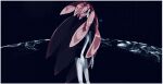  1other akira_(kuracchi0830) androgynous bangs belt border crystal_hair feet_out_of_frame gem_uniform_(houseki_no_kuni) hair_over_one_eye houseki_no_kuni long_hair looking_at_viewer looking_back morganite_(houseki_no_kuni) night night_sky ocean one_eye_covered other_focus pink_eyes pink_hair red_eyes redhead shore short_sleeves sky solo standing star_(sky) starry_sky very_long_hair water white_border 
