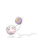  &gt;_&lt; blush carrying closed_eyes commentary_request drifloon flying_sweatdrops highres igglybuff kashiwa_(3920kashiwa) motion_lines no_humans open_mouth pokemon pokemon_(creature) simple_background smile white_background 