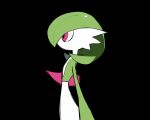  1girl arm_at_side bangs black_background bob_cut colored_skin commentary flat_chest from_side gardevoir green_hair green_skin looking_up multicolored_skin pokemon pokemon_(creature) profile red_eyes short_hair simple_background sketch solo standing takashi_(pixiv_80298118) two-tone_skin upper_body white_skin 