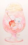  artist_name blue_eyes bubble cherry commentary_request cup dated drink drinking_glass food fruit highres holding holding_food holding_fruit ice_cream ice_cream_float looking_at_viewer mew_(pokemon) no_humans pokemon pokemon_(creature) riseko_(ri_se_ko_2) signature simple_background soda submerged traditional_media twitter_username white_background 