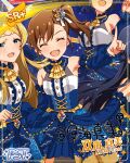 blush brown_hair character_name closed_eyes dress futami_mami idolmaster_million_live!_theater_days long_hair smile