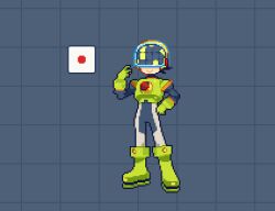  1boy animated animated_gif armor black_bodysuit bodysuit dice double_soul_(mega_man) green_armor male_focus mega_man_(series) mega_man_battle_network_(series) megaman.exe numberman.exe pixel_art solo tango_dream upper_body 