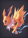 commentary_request electricity from_side full_body grey_background highres jolteon kuchiba_(jret2454) looking_down no_humans pokemon pokemon_(creature) signature solo violet_eyes 